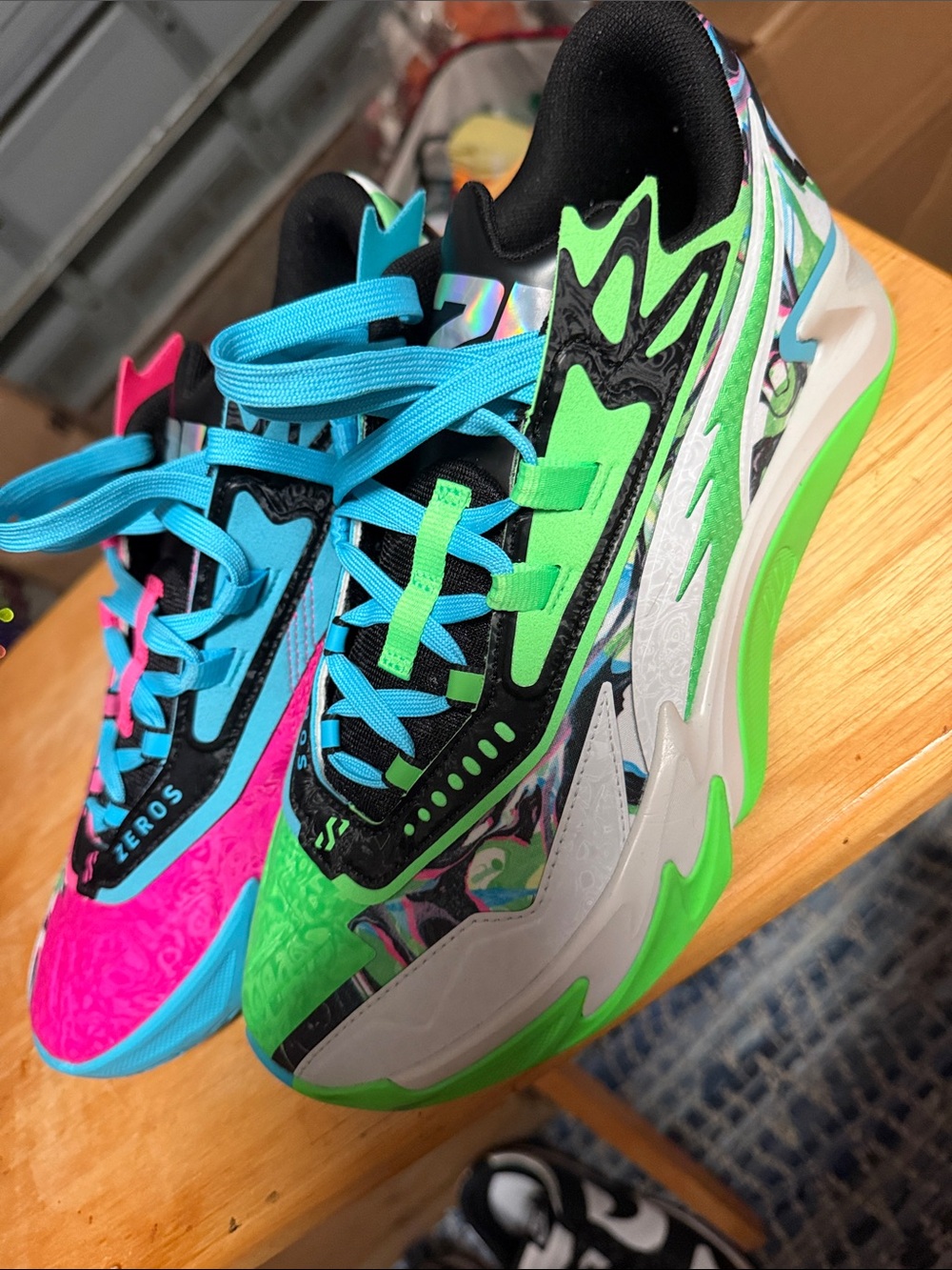 Mens- Neon Green & Pink Athletic Sneakers